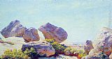Charles Courtney Curran Canvas Paintings - Boulders on Bear Cliff
